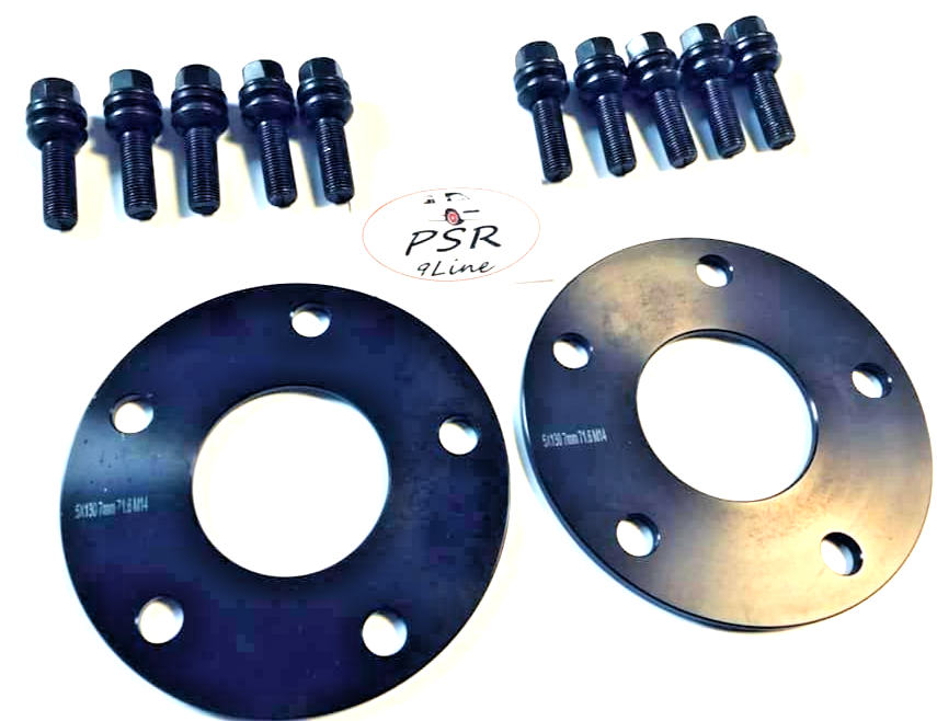Black Porsche Wheel Spacers 12mm 5x130 Kit with Extended O.E Bolts  HubCentric