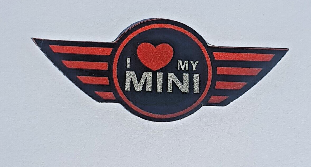 LOVE MY MINI COOPER Steering Wheel Badge Logo 3D Gel Domed Gen1 R50 R52 R53 JCW
