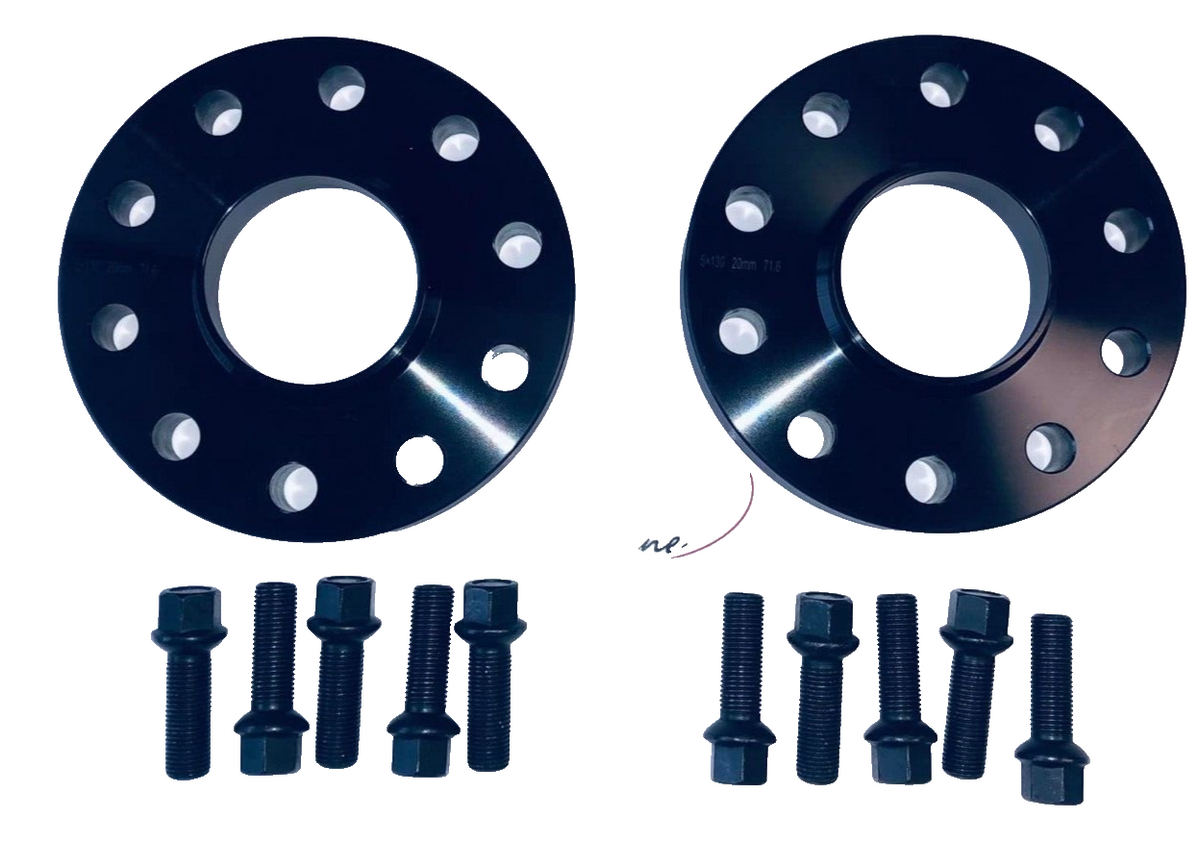 Porsche Wheel Spacers 20mm + Extended AF Bolts Set Of 4 in Black 5x130 PSR9Line