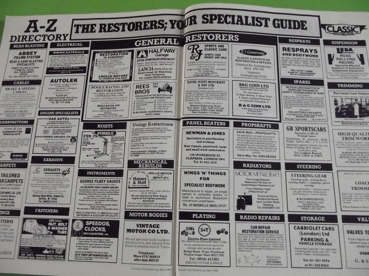 CLASSIC AND SPORTSCAR MAGAZINE MAY 1985 #c1