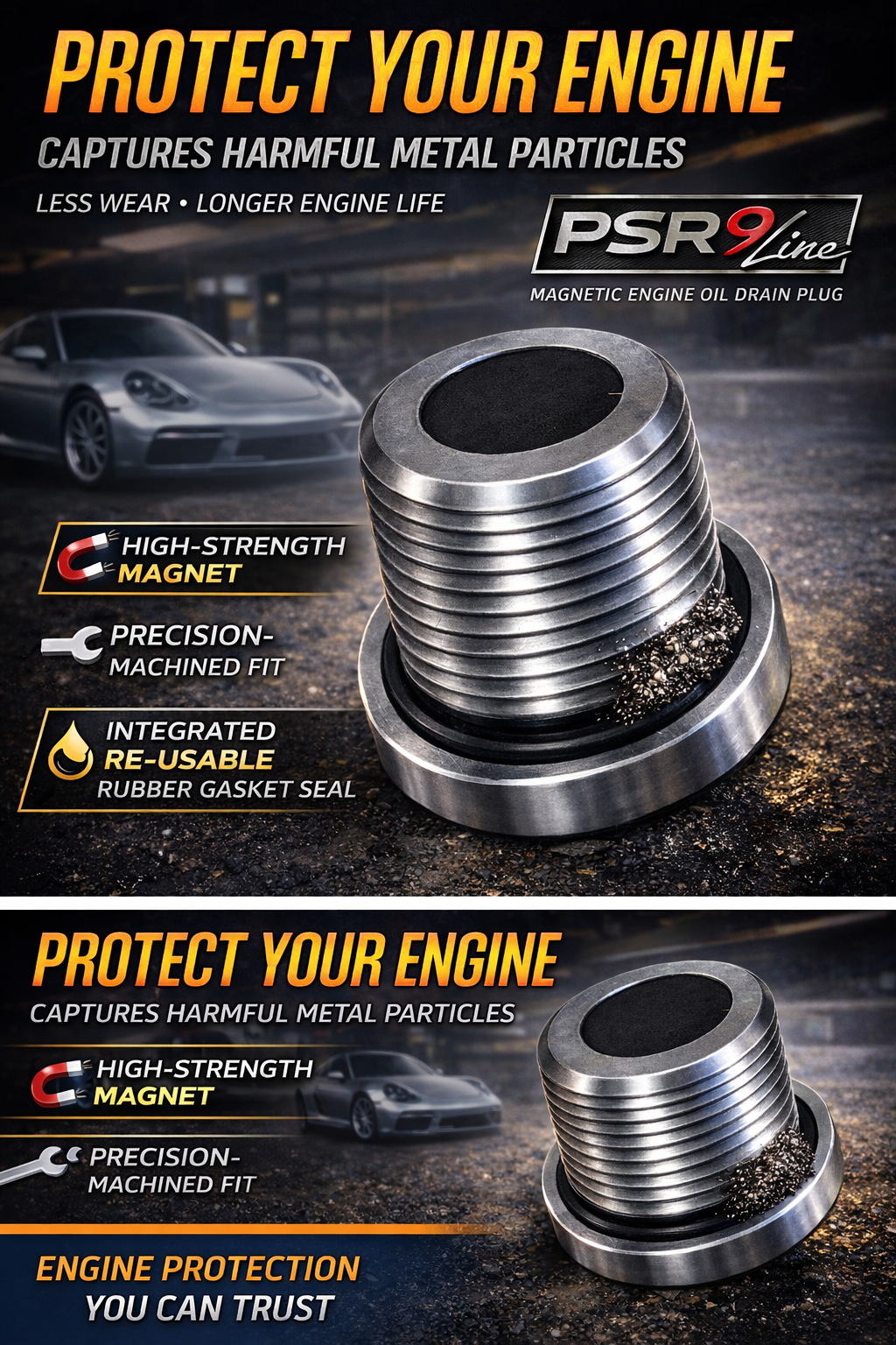 Magnetic Oil Drain Sump Plug for Porsche 986, 987, 996, 997  Boxster/Cayman/911