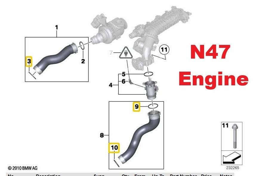 BMW Turbo Intercooler Hose & Seal 13718596850 for 1,2,3,4,5,6,7,8,X Series | UK.