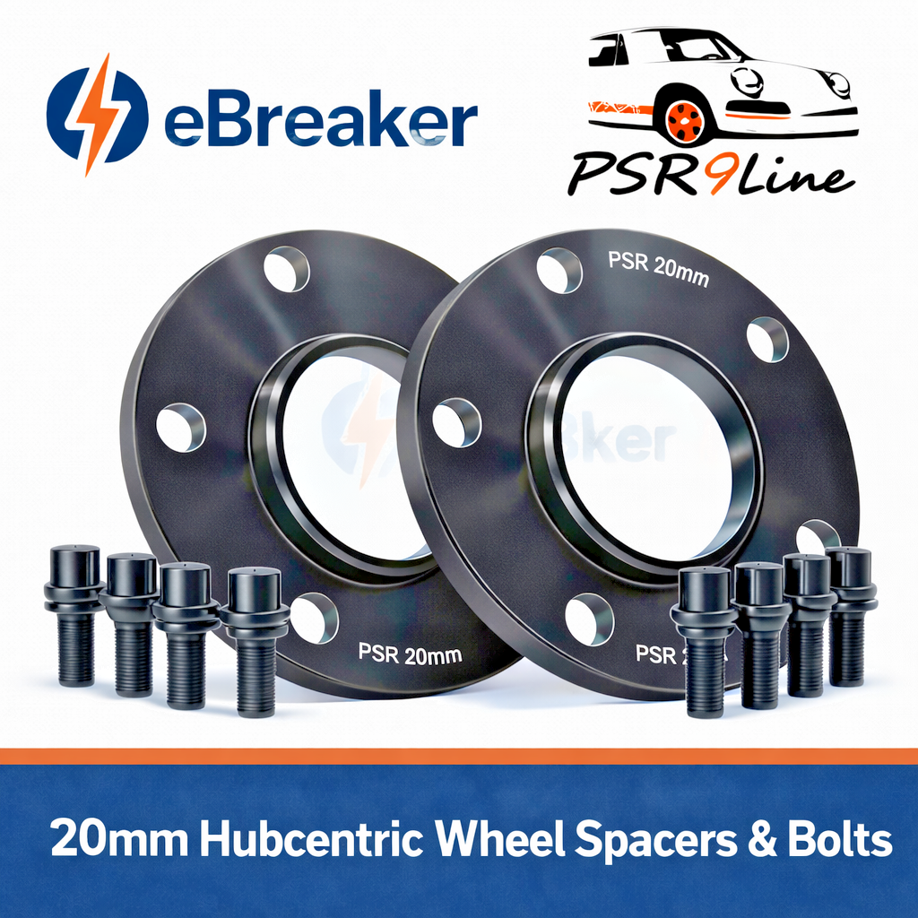 Black Porsche Wheel Spacers 20mm 5x130 Kit with Extended O.E Bolts  HubCentric