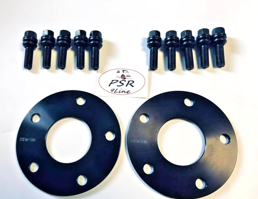 PORSCHE 7mm Wheel Spacers 5x130 With Extended O.E Bolts  Precision Fit in Black