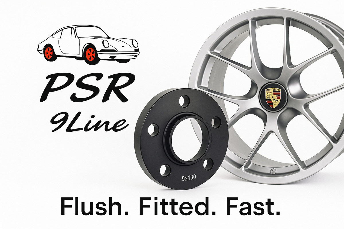 Porsche Wheel Spacers 12mm + Extended OE Bolts Set Of 4 in Silver 5x130 PSR9Line