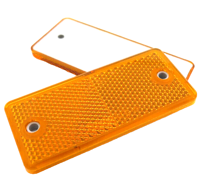 High-Quality 2x Amber E-Approved Rectangular Reflectors Trailers Caravans
