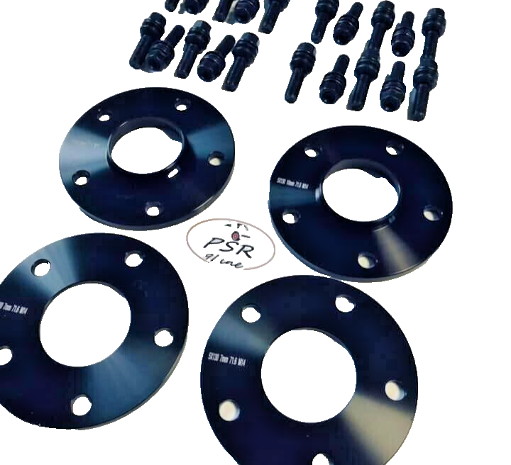 Porsche Wheel Spacers 7mm + Extended OE Bolts Set Of 4 in Black 5x130 PSR9Line