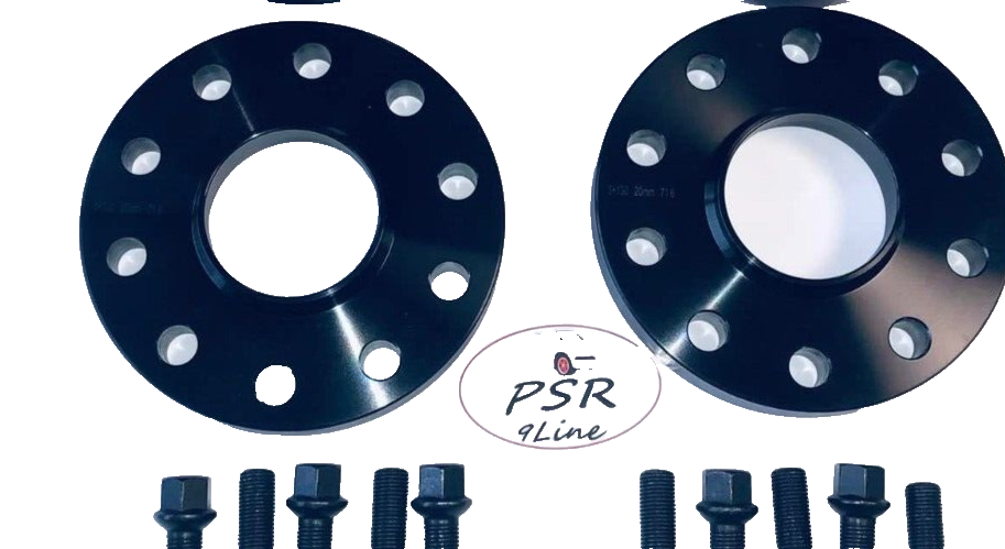 Porsche Wheel Spacers 20mm + Extended AF Bolts Set Of 4 in Black 5x130 PSR9Line