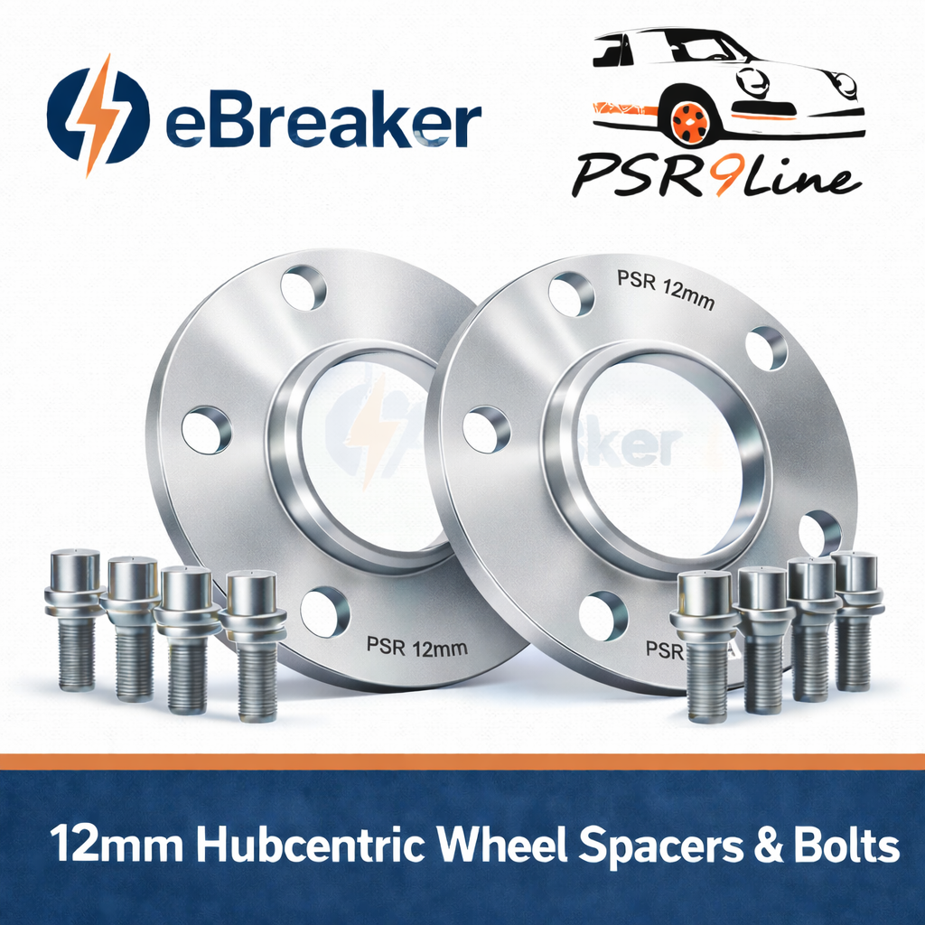 Silver Porsche Wheel Spacers 12mm 5x130 Kit with Extended O.E Bolts, HubCentric