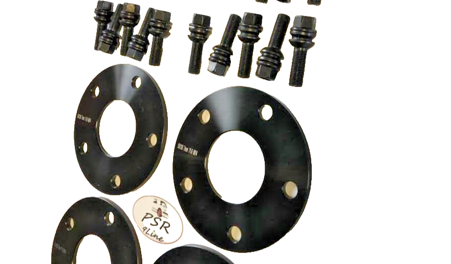 Porsche Wheel Spacers 7mm + Extended OE Bolts Set Of 2 in Black 5x130 PSR9Line