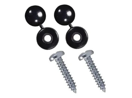 Number Plate Fitting Kit Screws Caps White Yellow Black UK Car Van Bike Set Pack