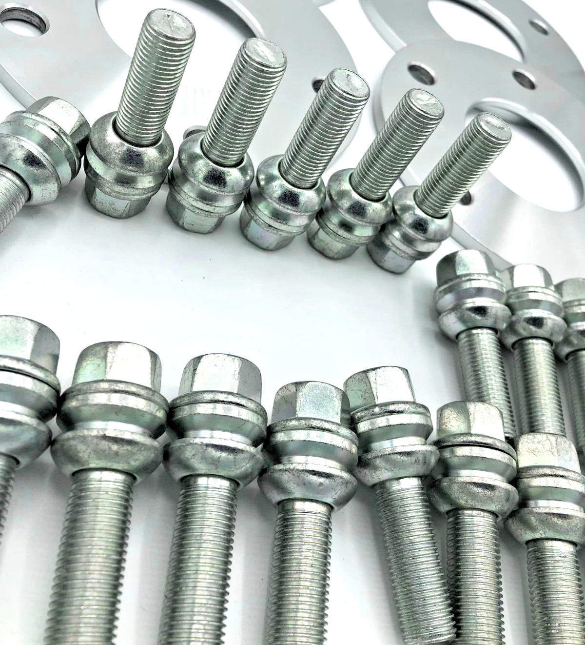 Silver Porsche Wheel Spacers 7mm 5x130 Kit with Extended O.E Bolts  HubCentric
