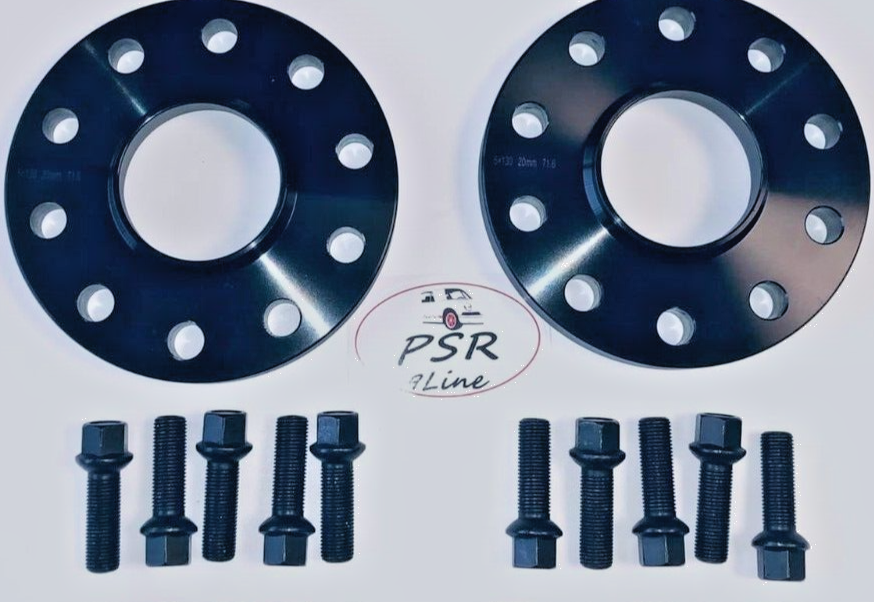 Porsche Wheel Spacers 20mm + Extended AF Bolts Set Of 2 in Black 5x130 PSR9Line
