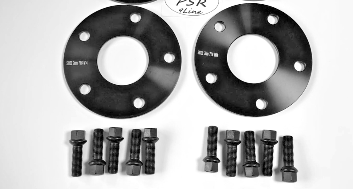 Black 7mm Wheel Spacers for Porsche 5x130 Pair with Extended Bolts  AM UK Stock