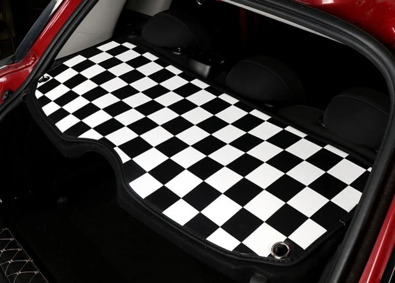 Parcel Shelf Leather Pad Black & White Checker Style - Mini R50 R53 2001 - 2006