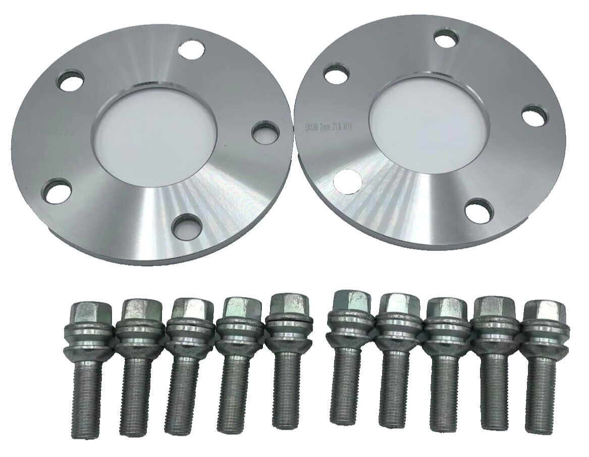 Porsche Wheel Spacers 7mm + Extended OE Bolts Set Of 4 in Silver 5x130 PSR9Line