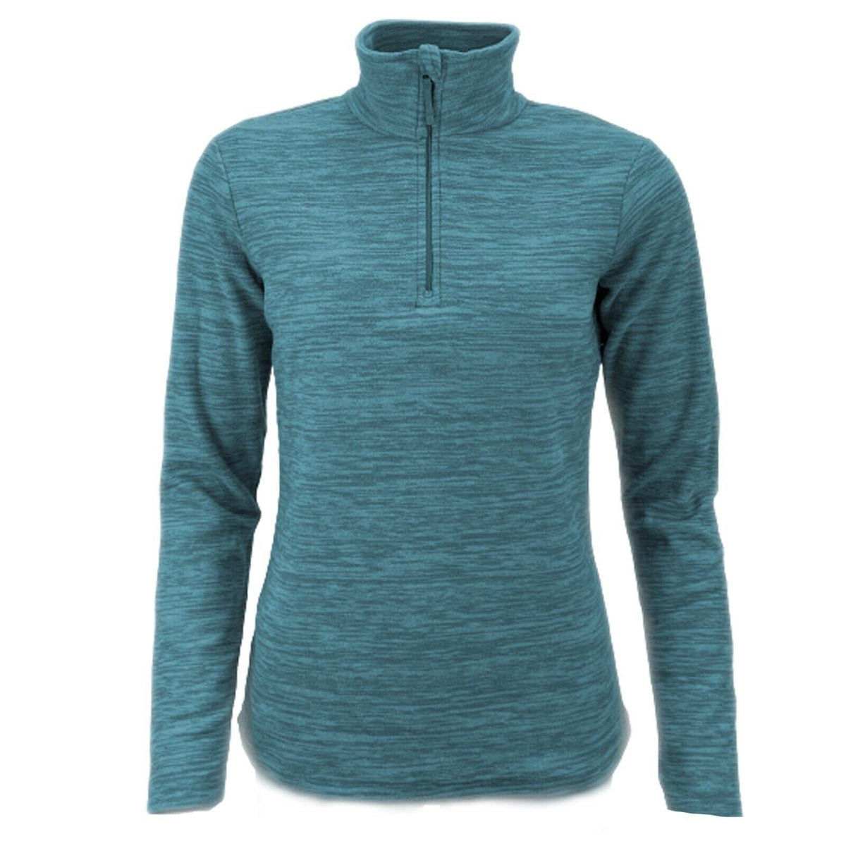Womens Melange Zip Neck Lightweight Fleece Top