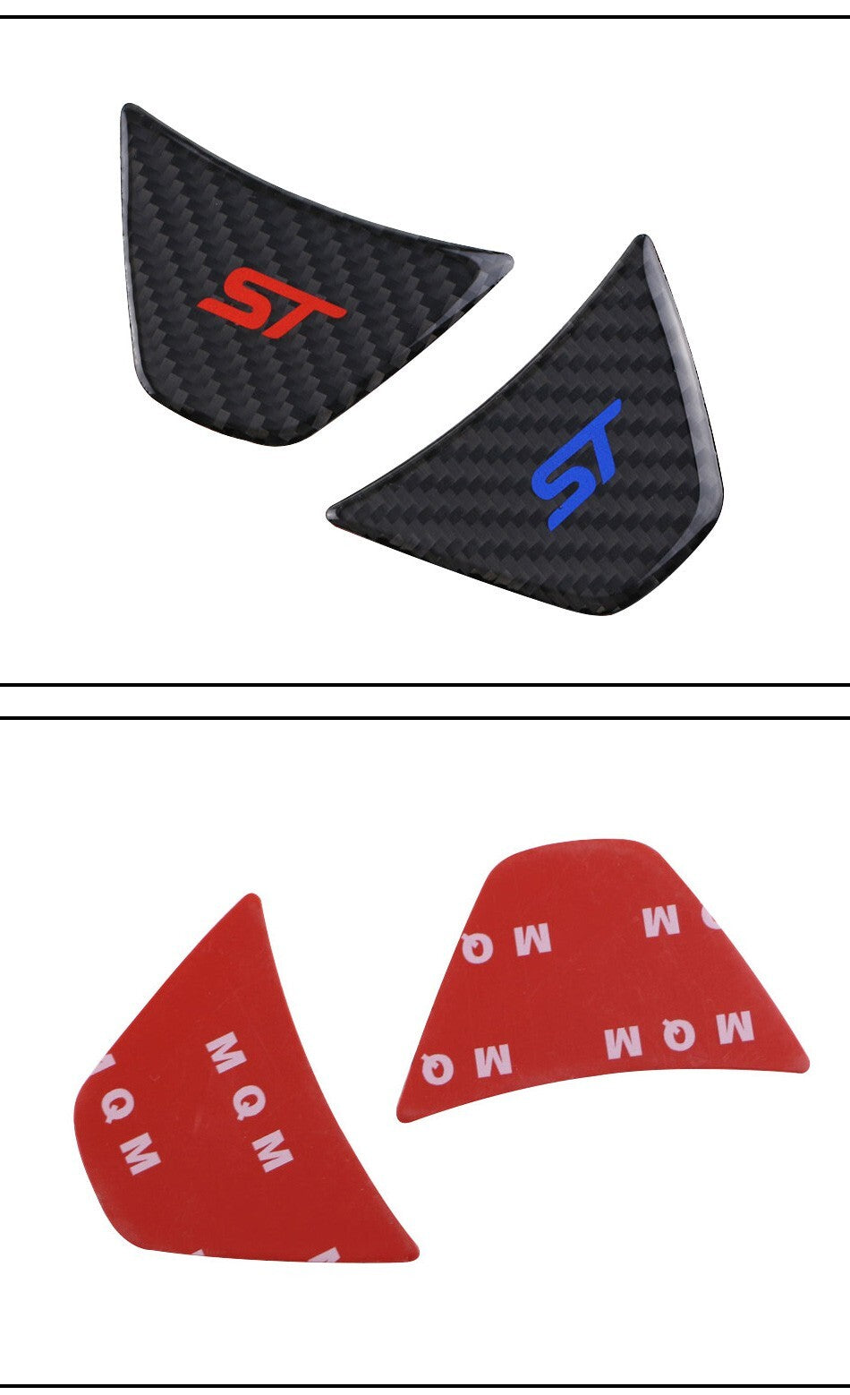 Ford Fiesta ST MK7 MK7.5 Carbon Fibre Effect Steering Wheel Badge Trim Blue ST