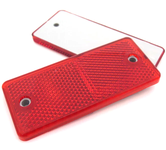 High-Quality 2x Red E-Approved Rectangular Reflectors for Trailers Caravans