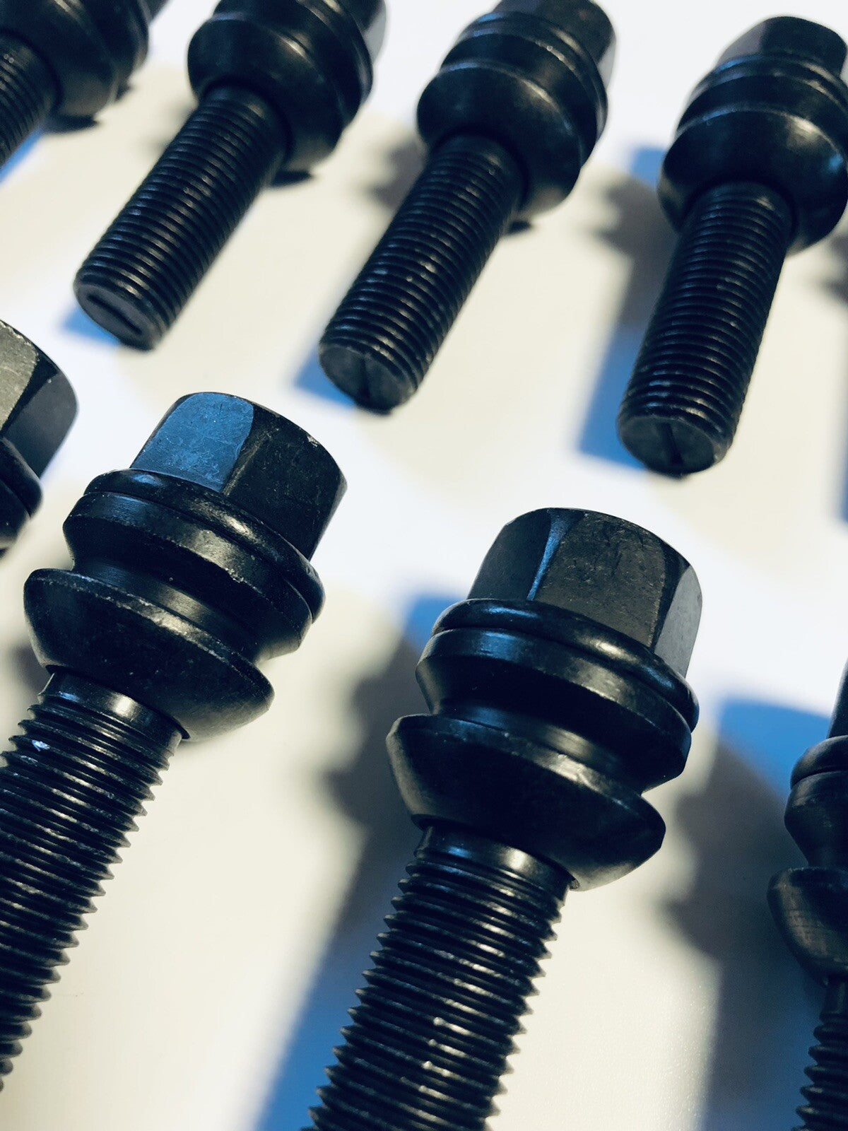 Extended PORSCHE O.E Type Wheel Bolts Floating Collar Black 37mm PSR9Line x10pcs