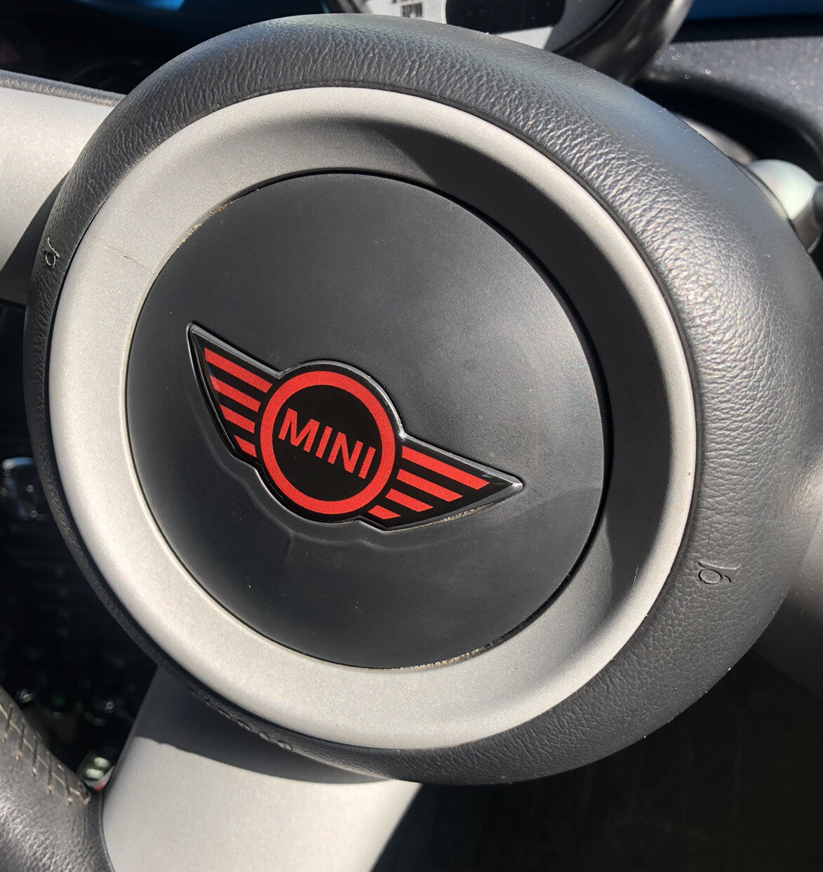 MINI Steering Wheel Badge Logo 3D Gel Domed Red Mini .2 JCW R55 R56 R57 R58 R59