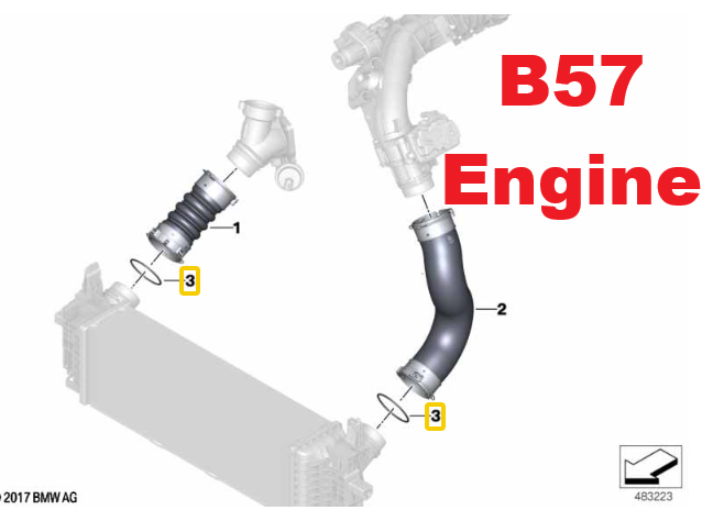 BMW Turbo Intercooler Hose & Seal 13718596850 for 1,2,3,4,5,6,7,8,X Series | UK.