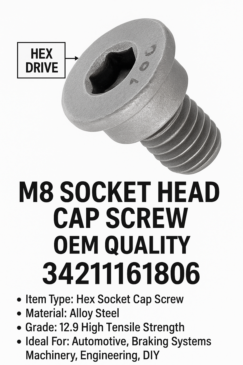 BMW Hex Bolt Single Disc or Rotor Fitment Socket Cap Screw Fit 1 3 5 7 X Series