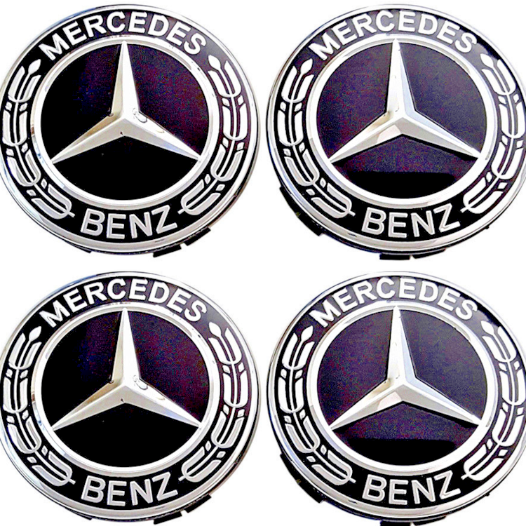 Wheel Center Hub Caps Mercedes Black 75mm Alloy  A B C E S M Class ML CLA GLA