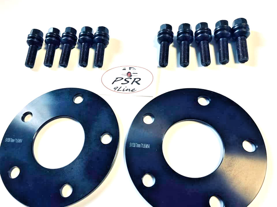 PORSCHE 7mm Wheel Spacers 5x130 With Extended O.E Bolts  Precision Fit in Black
