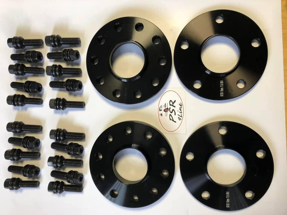 Porsche Wheel Spacers 20mm + Extended O.E Bolts Set Of 4 in Black 5x130 PSR9Line