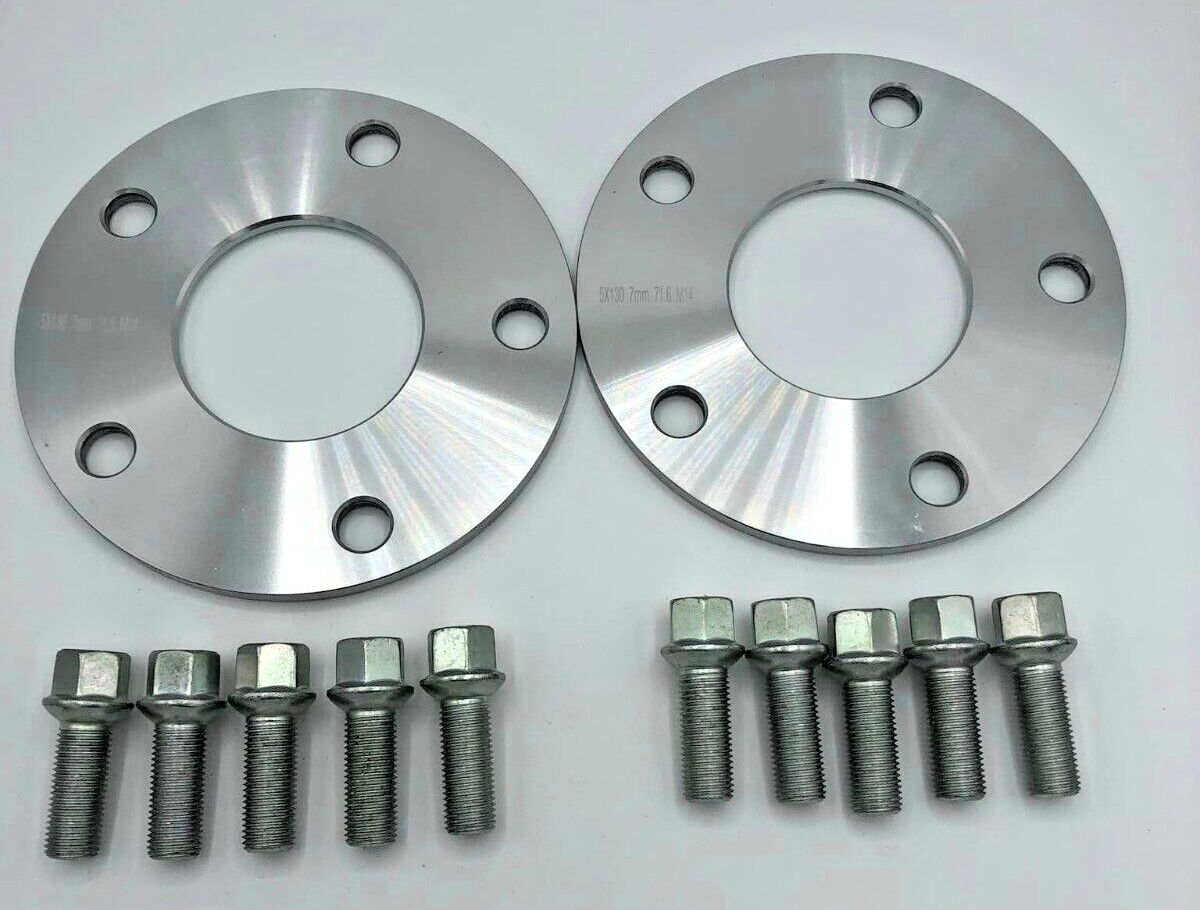 Porsche Wheel Spacers 7mm + Extended AF Bolts Set Of 4 in Silver 5x130 PSR9Line