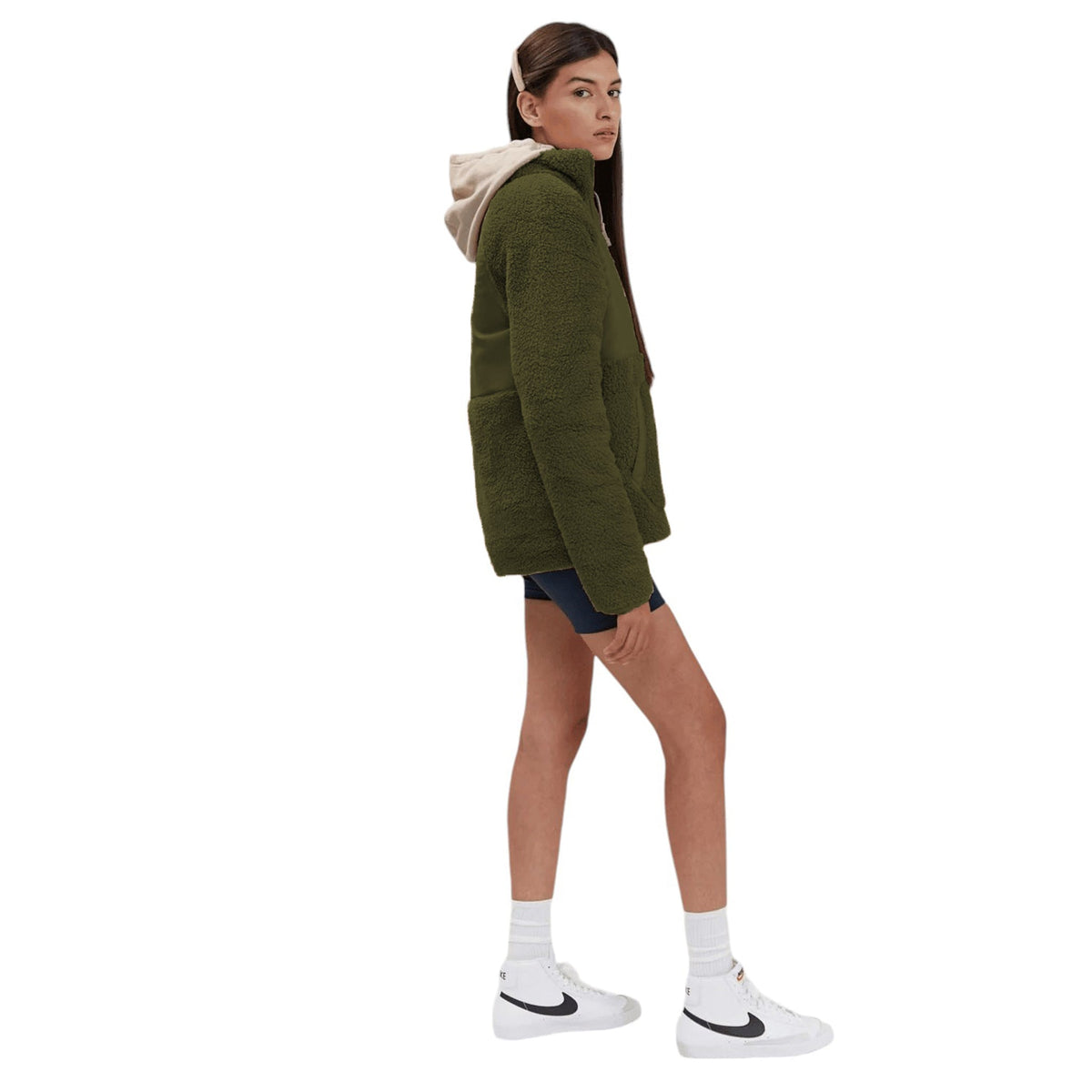 Ladies Teddy Bear Sherpa Fleece Half Zip Sweatshirt