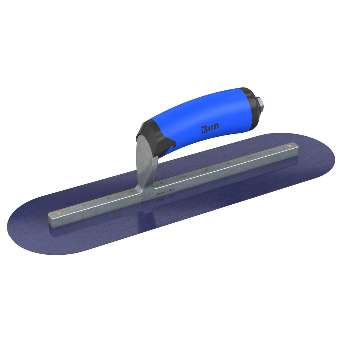 Bon Tool Blue Steel Round End Finish Trowel - Comfort Wave Handle