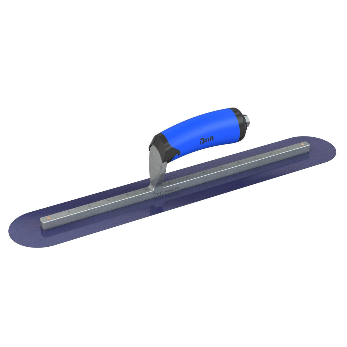 Bon Tool Blue Steel Round End Finish Trowel - Comfort Wave Handle