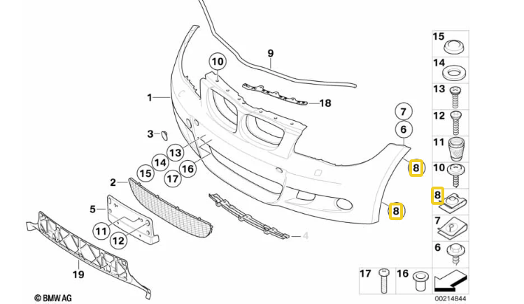 BMW Metal Self-Locking C-Clip Nut - Undertray & Trim Panel Fastener 07146951655