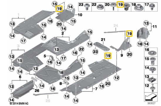BMW Underfloor Shield Retainer Clip - Trim Panel Fastener 07149248255