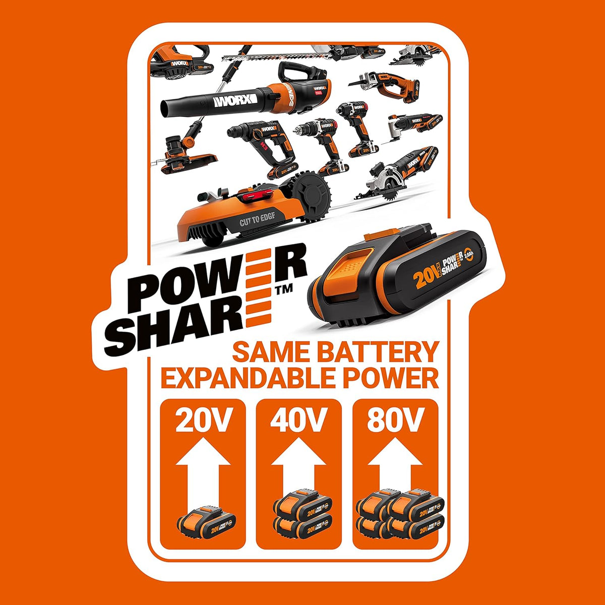 WORX Cordless Pole Chainsaw 18V 20cm Telescopic 3.6m Height WG349E