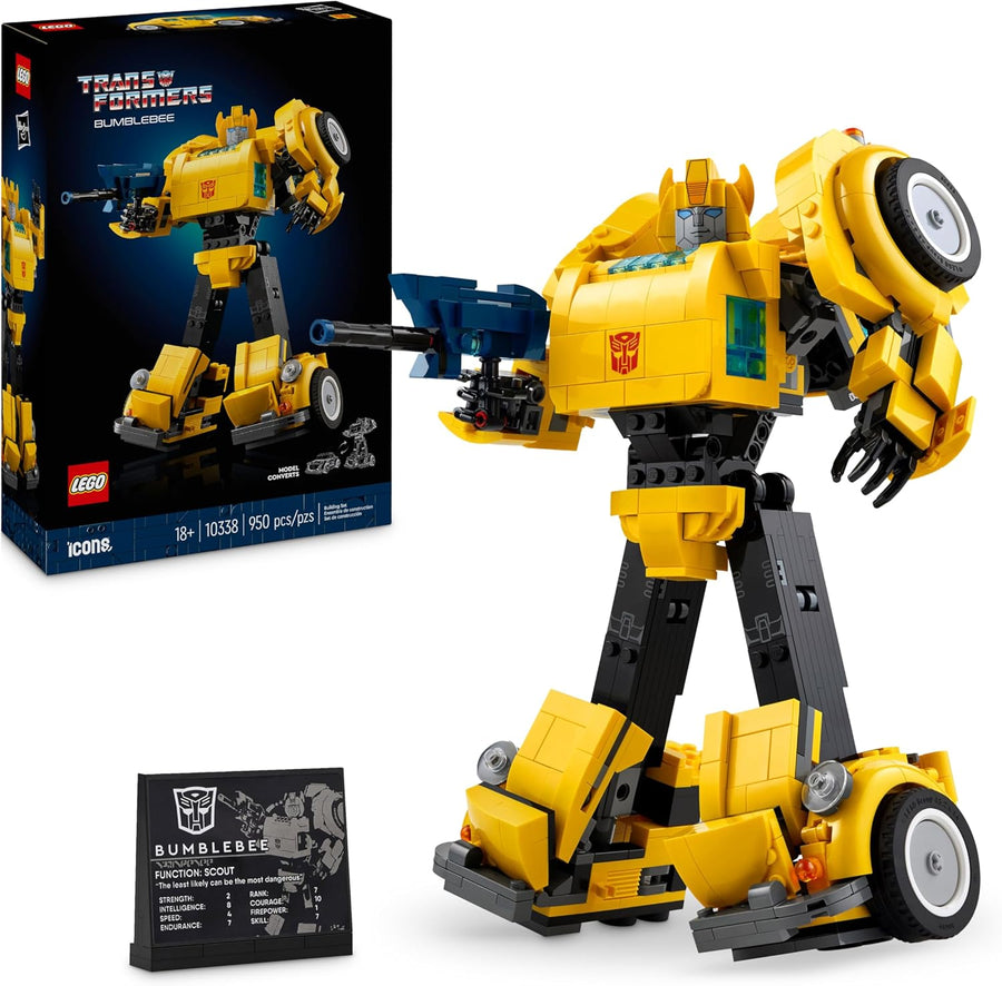 LEGO Icons Bumblebee 10338 Transformers Figure, 2in1 Robot to Car Model Kit, New but open scruffy box. All bags are factory sealed.