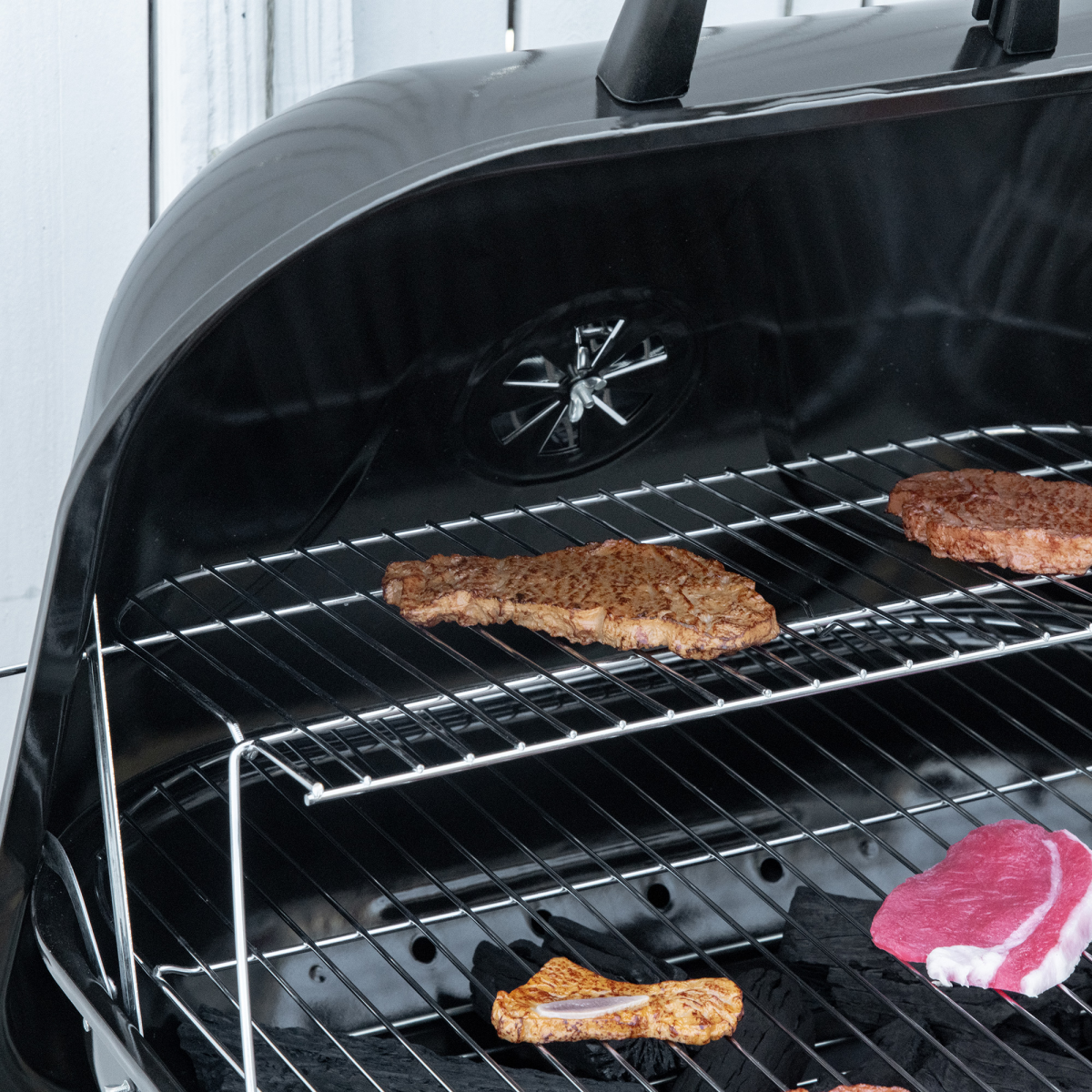 Outsunny BBQ Charcoal Smoker Grill Trolley with 2 Wheels and Grilling Utensils