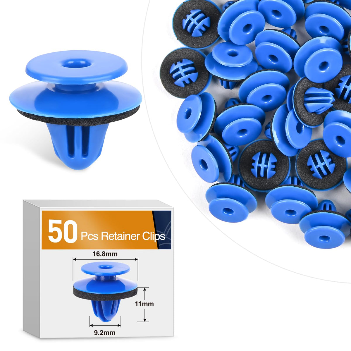 Audi VW Wheel Arch Flare Moulding Clip 8U0853909 - 8mm Blue Insulated Trim Fastener