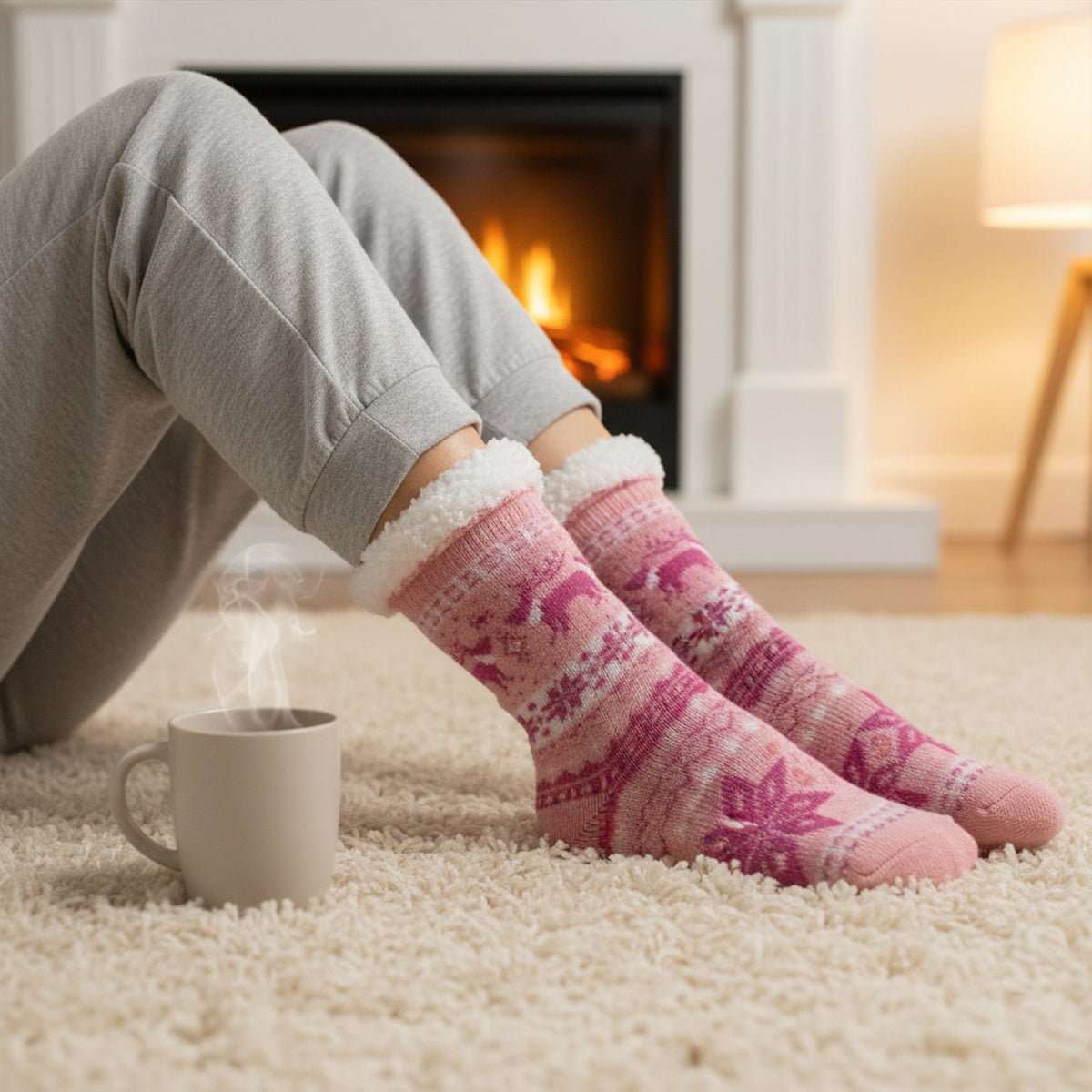 Kids Unisex Indoor Sherpa Lined Cosy Socks