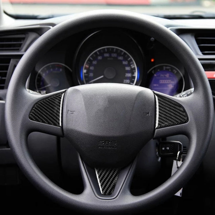 3 in 1 Car Carbon Fiber Steering Wheel Button Decorative Sticker for Honda Fit, Left and Right Drive Universal, For Honda Fit