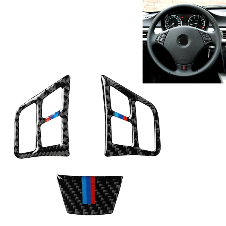 3 in 1 Car Carbon Fiber Tricolor Steering Wheel Button Decorative Sticker for BMW 3 Series E90 2005-2012, Left and Right Drive Universal, For BMW 3 Series E90 2005-2012(Tricolor)