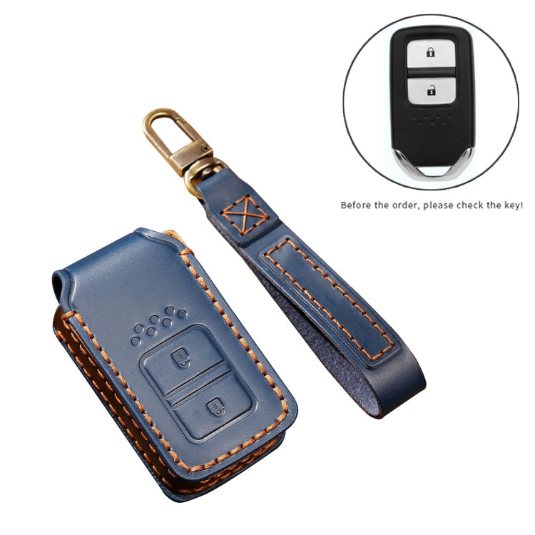 Hallmo Car Cowhide Leather Key Protective Cover Key Case for Honda Civic / Accord 2-button, For Honda Civic / Accord 2-button