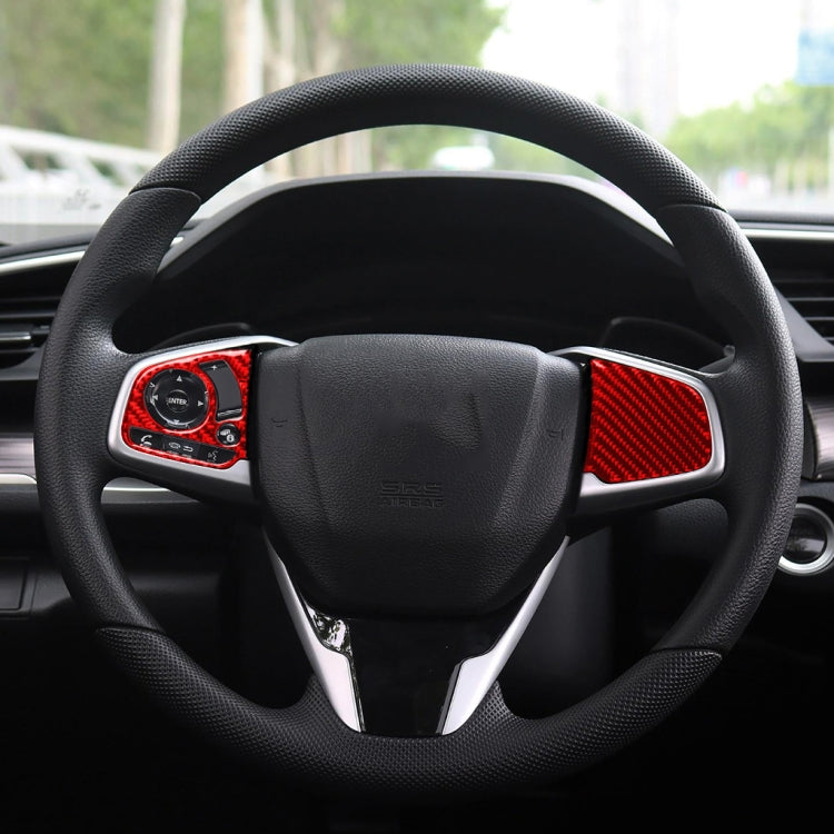 Car Carbon Fiber Steering Wheel Button Middle Configuration Decorative Sticker for Honda Tenth Generation Civic 2016-2019, Left and Right Drive Universal, Steering Wheel Button Middle Configuration