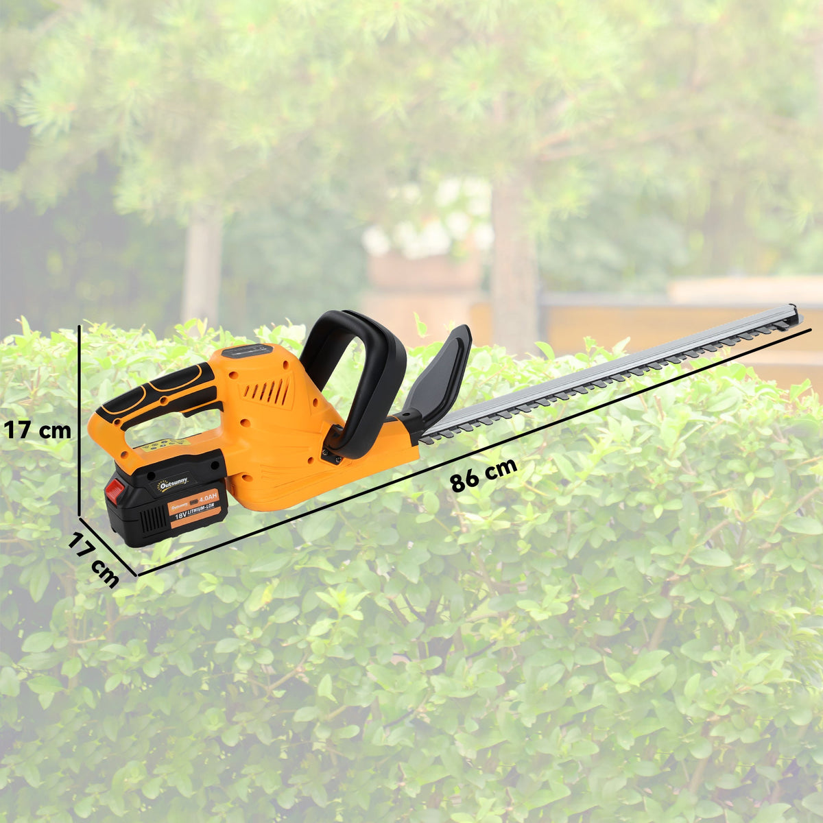 Outsunny Cordless Hedge Trimmer, Electric Hedge Cutter with 51cm Blade, Brushless Motor and 2 x 4.0Ah Batteries for Branches, Shrubs, Twigs, Orange