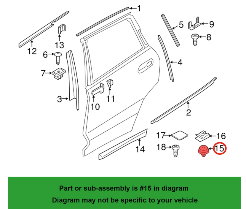 BMW & MINI Grey Trim Panel Moulding Clip - Side Moulding Fastener