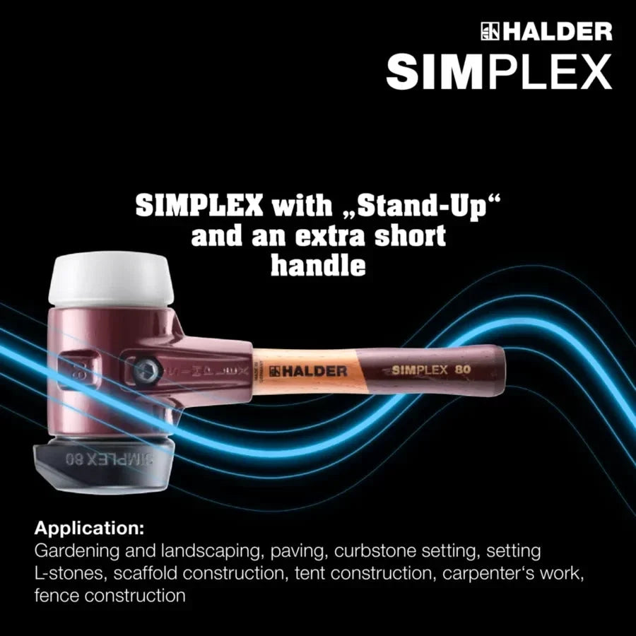 Halder Simplex soft-face mallet, cast iron housing - "Stand-Up" / Superplastic - Short Handle