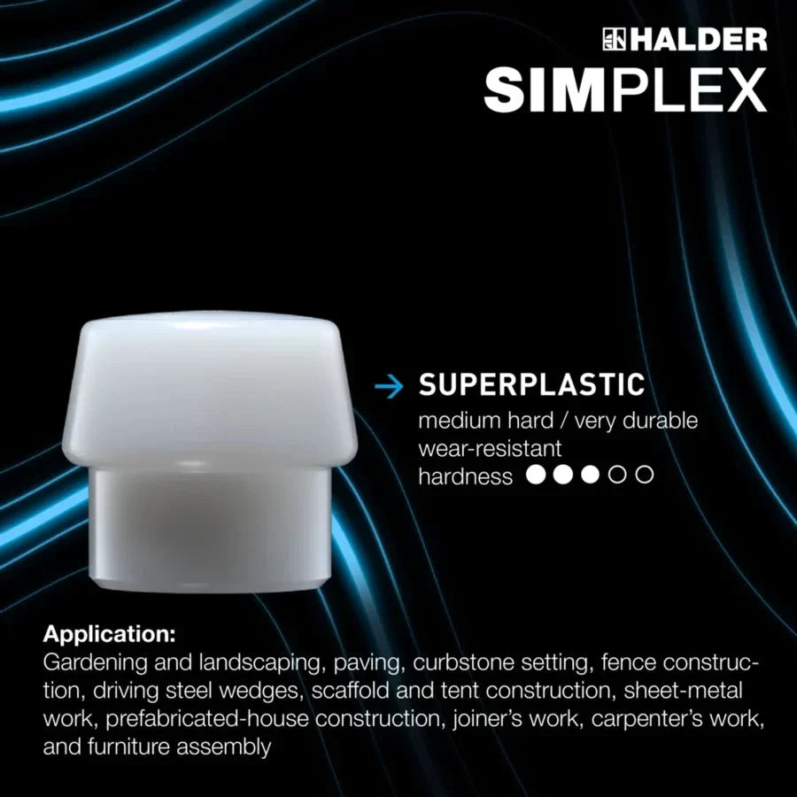 Halder Simplex soft-face mallet, cast iron housing - Rubber Composition / Superplastic