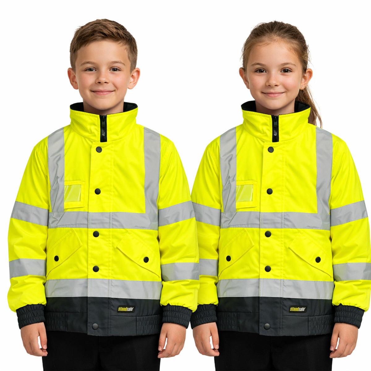 Kids Unisex Premium Waterproof Hi-Vis Bomber Jacket